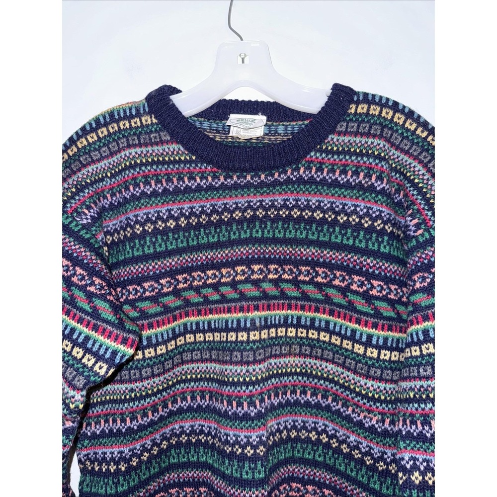 Vintage Laura Ashley Medium Large Wool Nordic Sweater Fair Isle - Picture 2 of 6